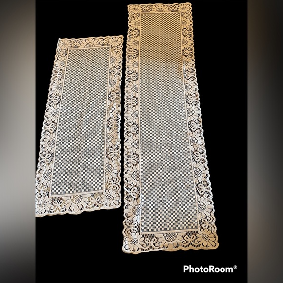 Accents Vintage Lace Ivory Green Checkered Table Runners Poshmark